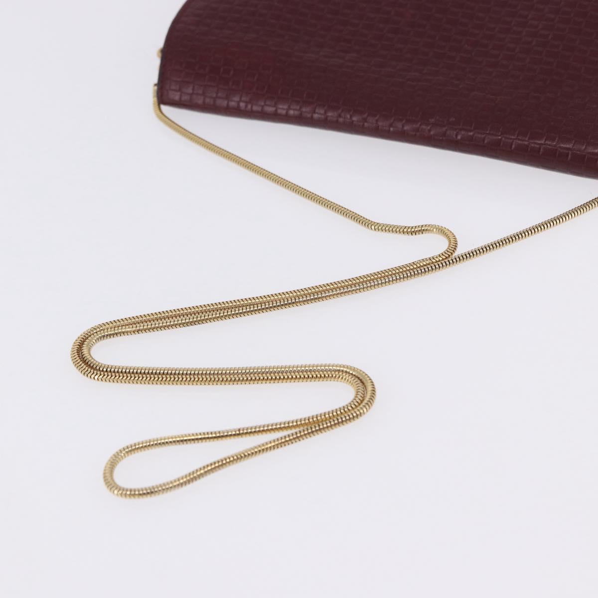 CELINE Shoulder Bag Leather Bordeaux Gold Tone Auth 201151A