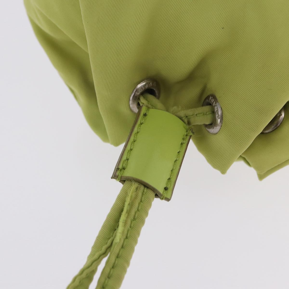 PRADA Purse Pouch Nylon LIme Green Silver Auth 201152A