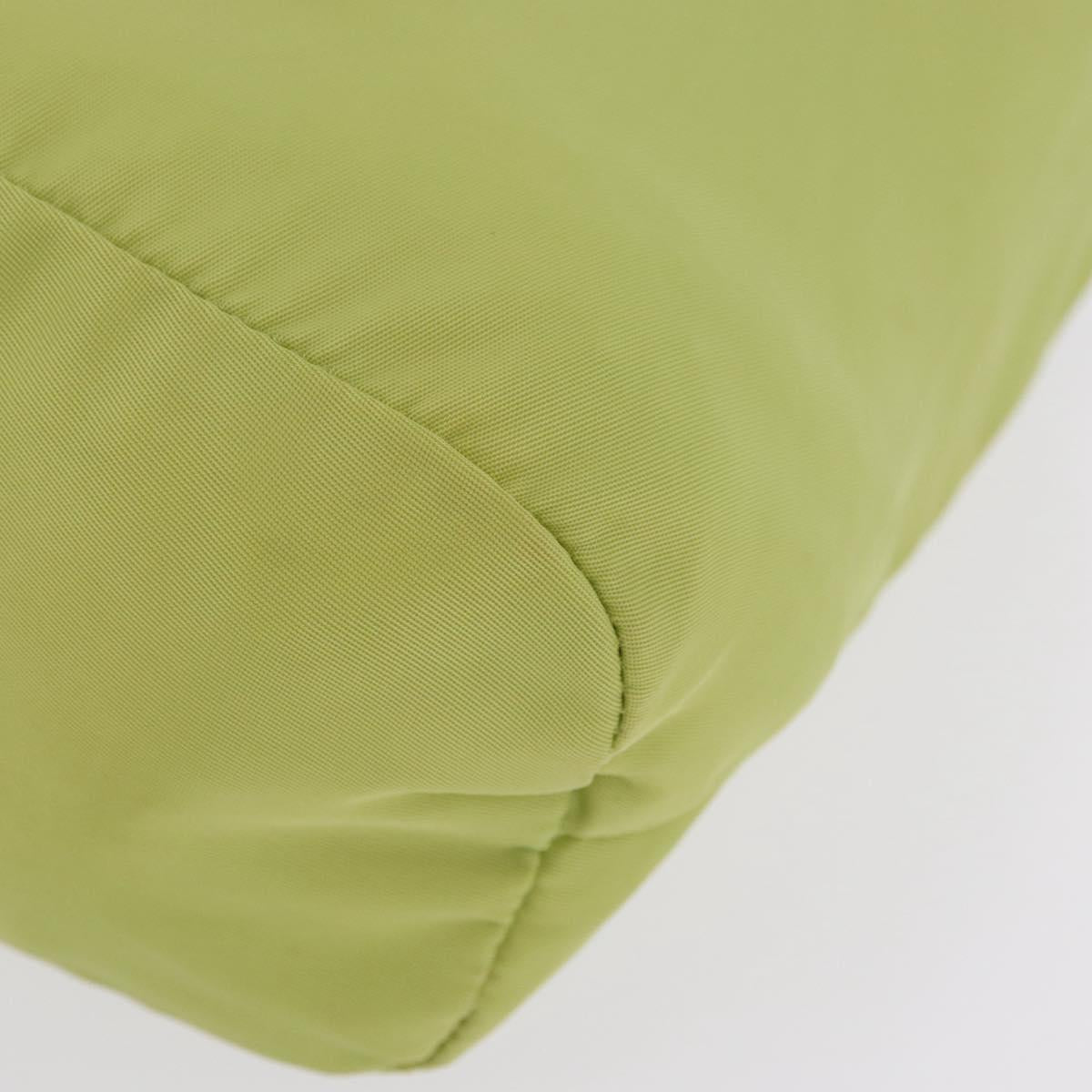 PRADA Purse Pouch Nylon LIme Green Silver Auth 201152A