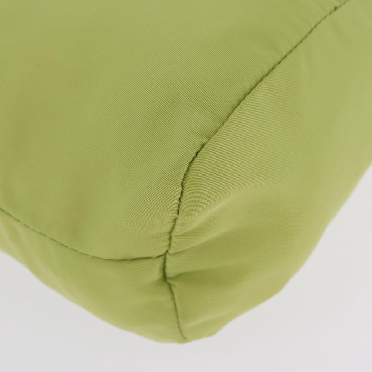 PRADA Purse Pouch Nylon LIme Green Silver Auth 201152A