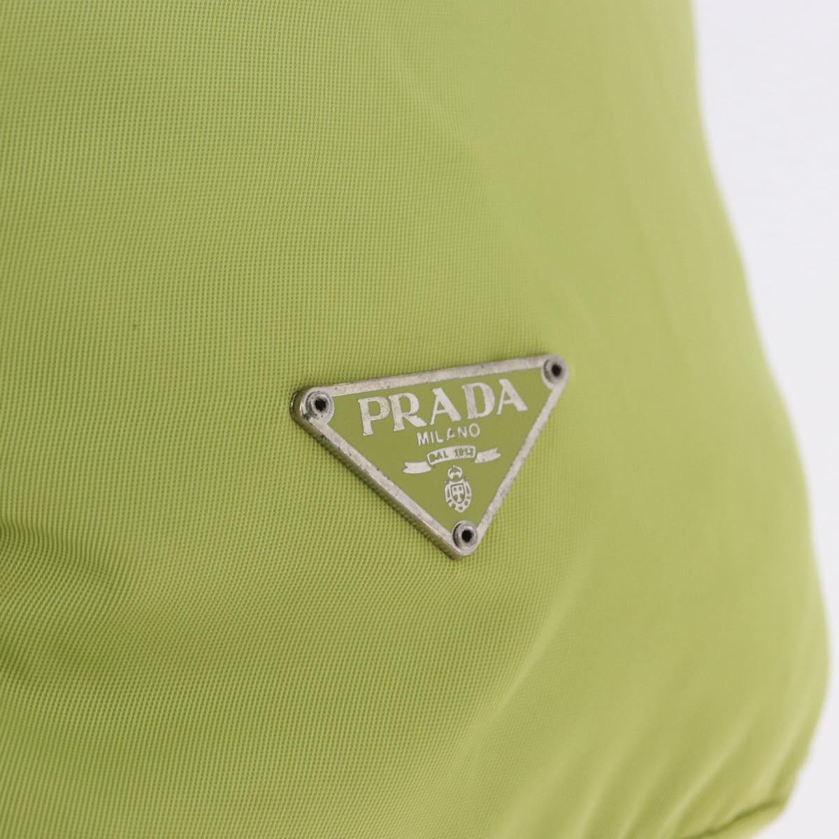 PRADA Purse Pouch Nylon LIme Green Silver Auth 201152A
