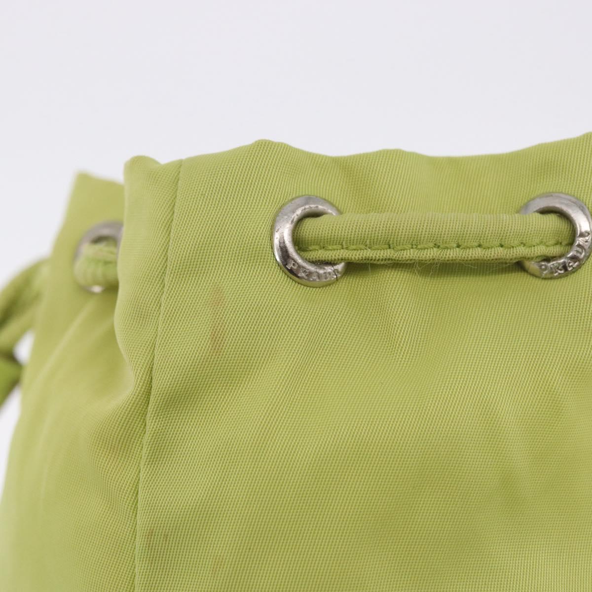 PRADA Purse Pouch Nylon LIme Green Silver Auth 201152A