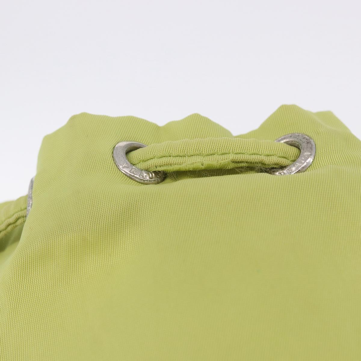 PRADA Purse Pouch Nylon LIme Green Silver Auth 201152A