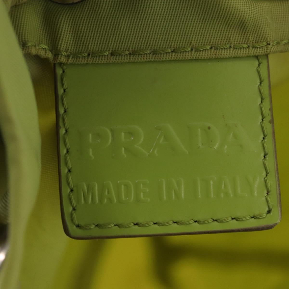 PRADA Purse Pouch Nylon LIme Green Silver Auth 201152A