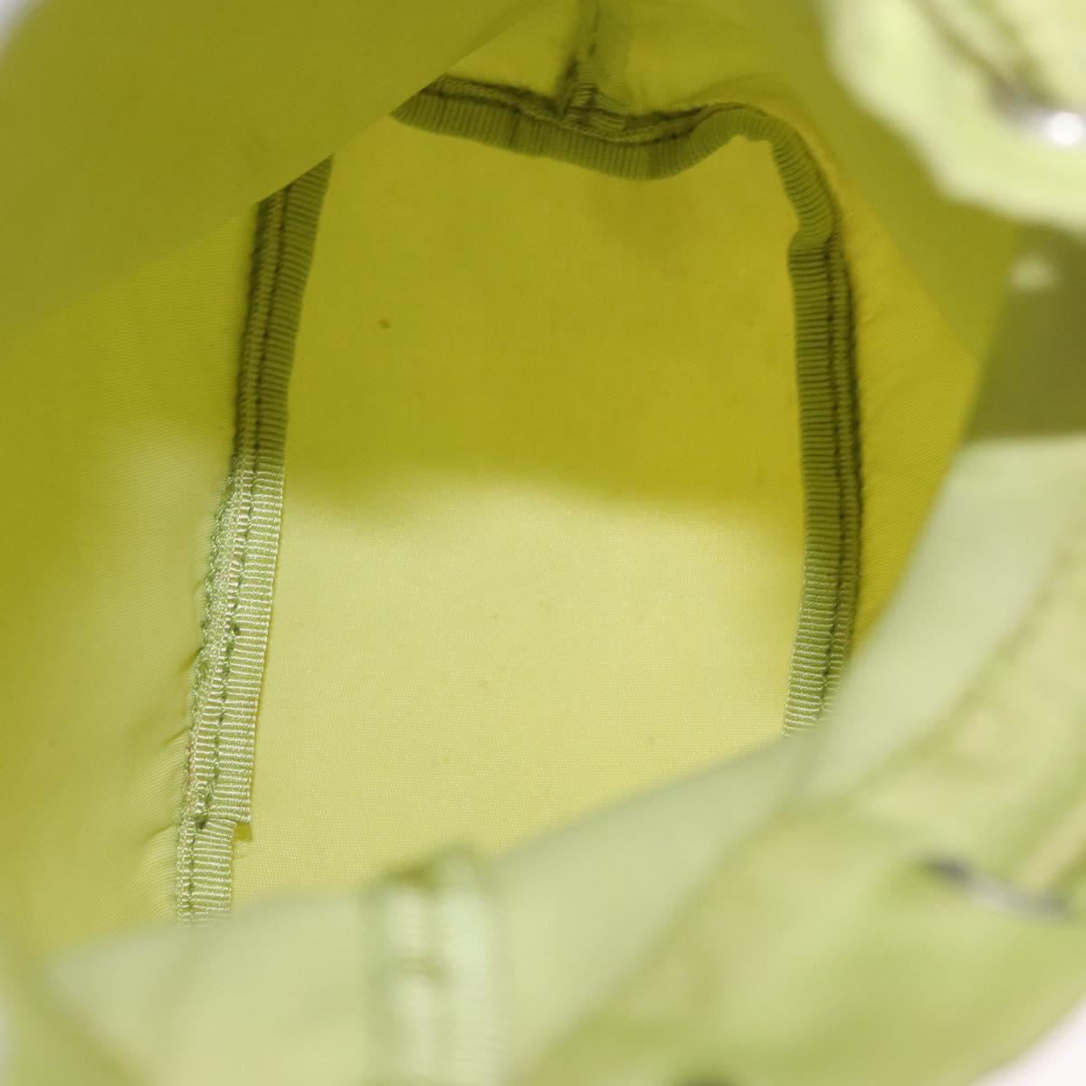 PRADA Purse Pouch Nylon LIme Green Silver Auth 201152A