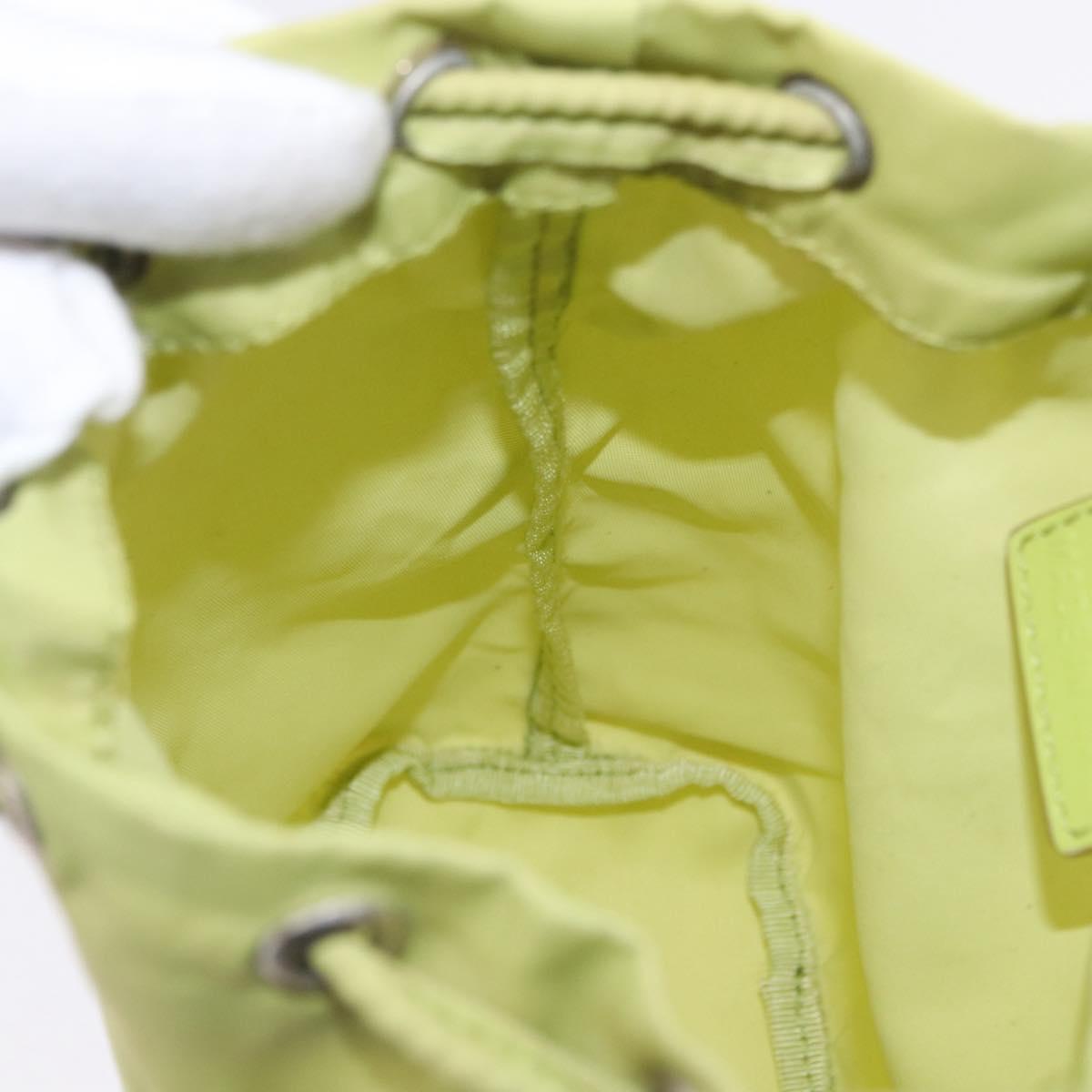 PRADA Purse Pouch Nylon LIme Green Silver Auth 201152A