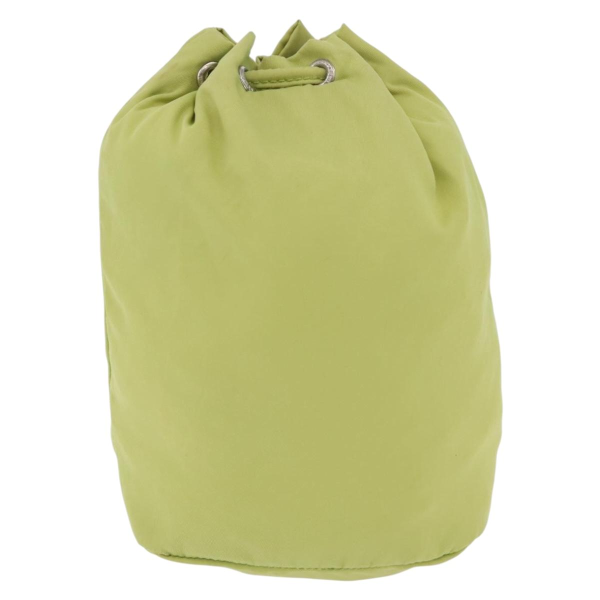PRADA Purse Pouch Nylon LIme Green Silver Auth 201152A