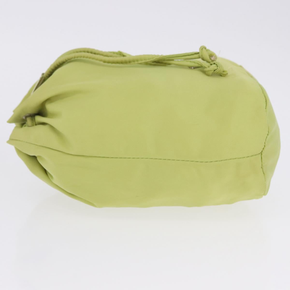 PRADA Purse Pouch Nylon LIme Green Silver Auth 201152A