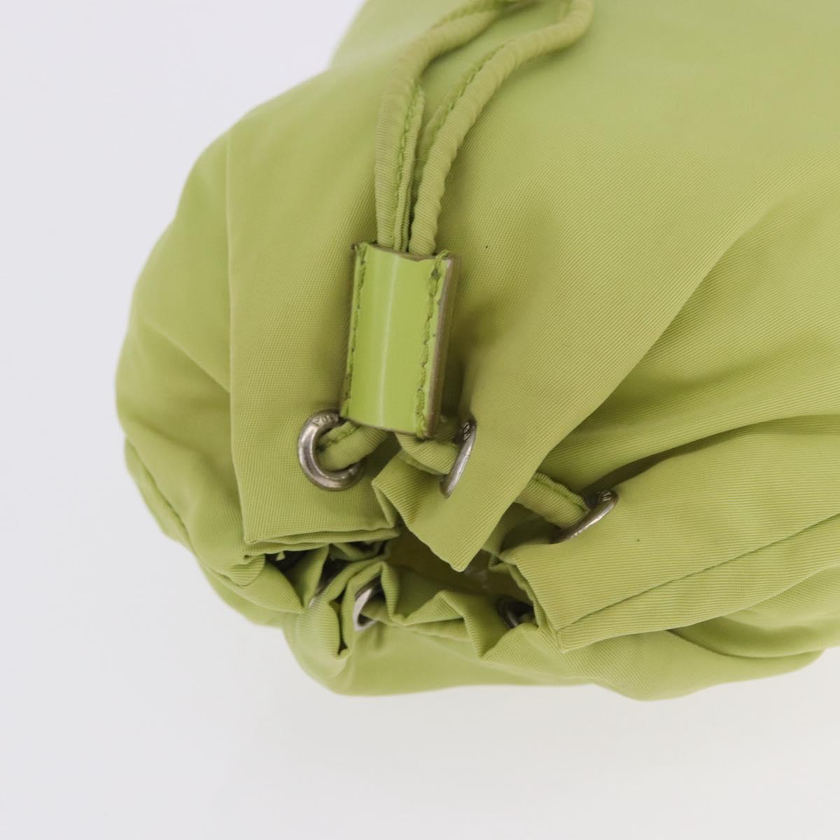 PRADA Purse Pouch Nylon LIme Green Silver Auth 201152A