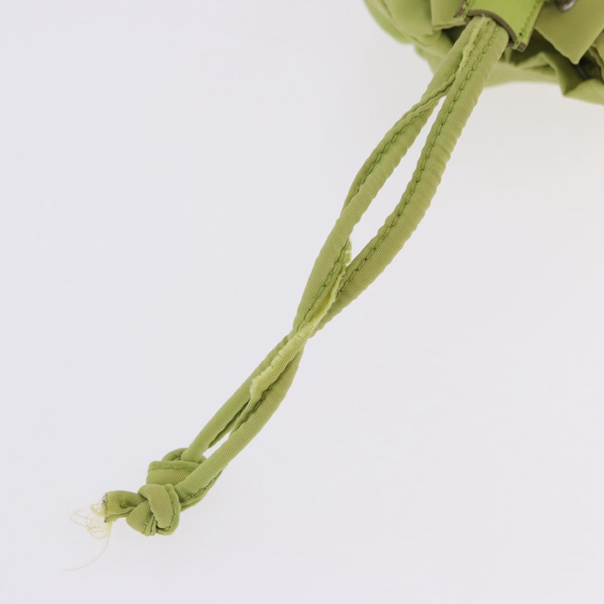 PRADA Purse Pouch Nylon LIme Green Silver Auth 201152A
