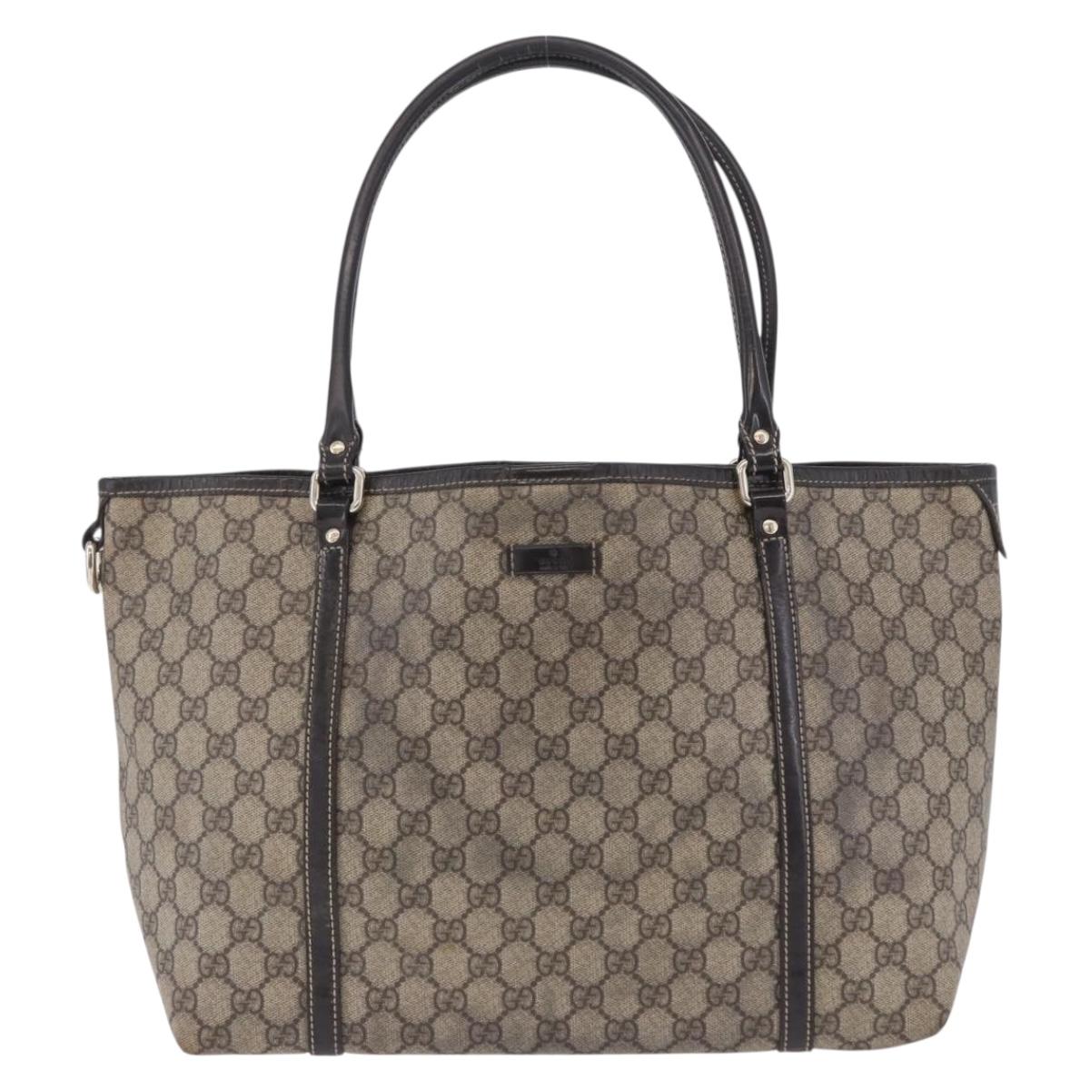 GUCCI GG Supreme Tote Bag PVC Beige Gold Tone 197953 Auth 201153