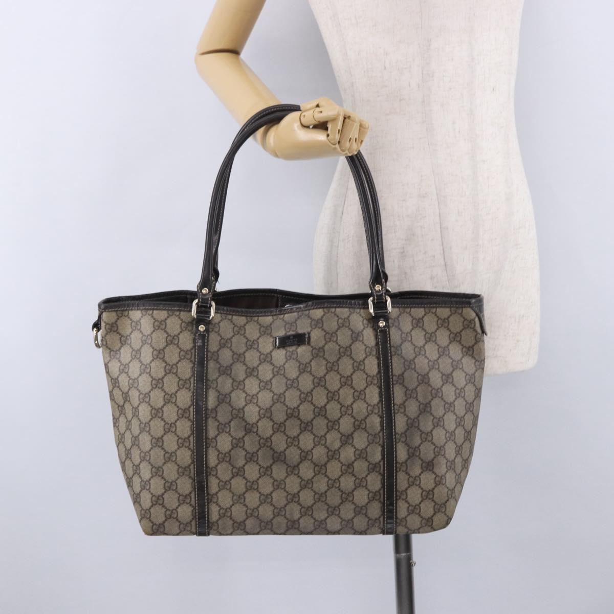 GUCCI GG Supreme Tote Bag PVC Beige Gold Tone 197953 Auth 201153