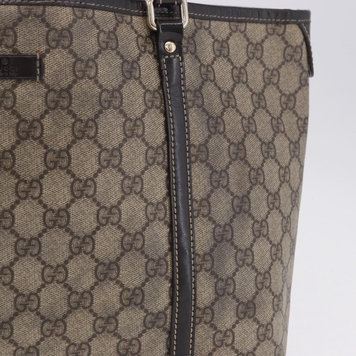 GUCCI GG Supreme Tote Bag PVC Beige Gold Tone 197953 Auth 201153