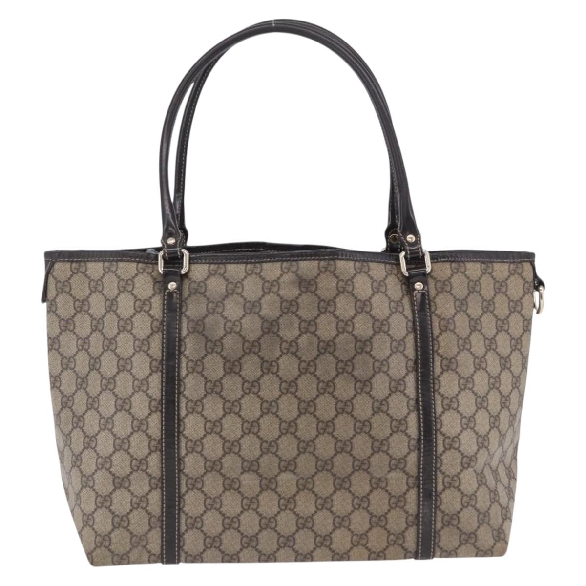 GUCCI GG Supreme Tote Bag PVC Beige Gold Tone 197953 Auth 201153
