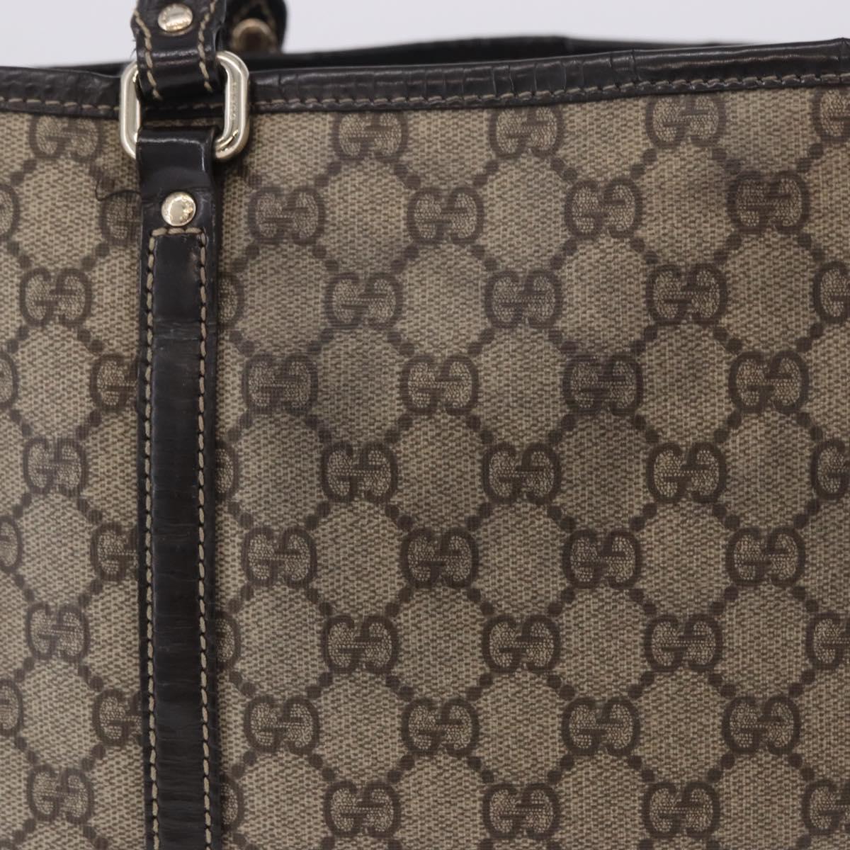 GUCCI GG Supreme Tote Bag PVC Beige Gold Tone 197953 Auth 201153