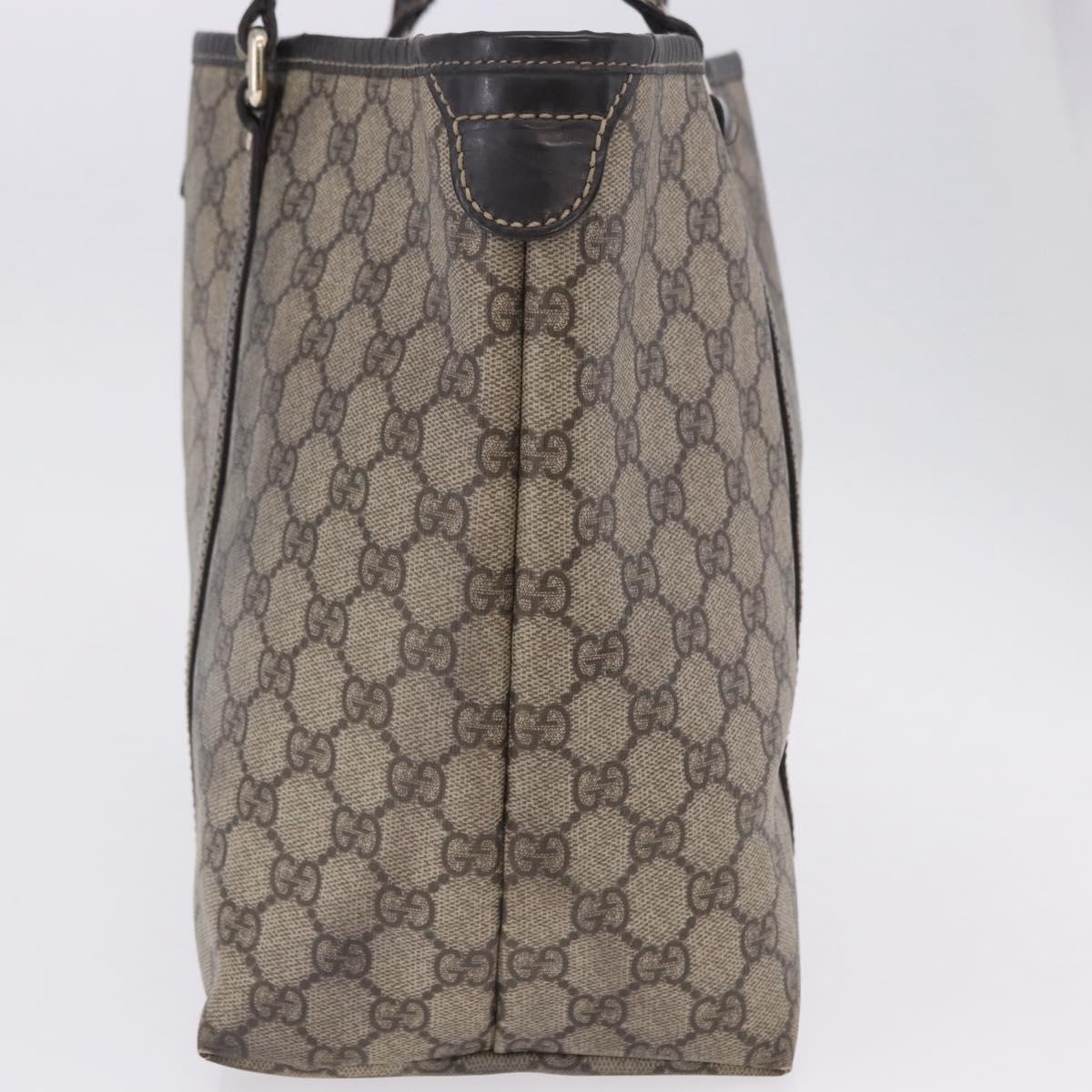 GUCCI GG Supreme Tote Bag PVC Beige Gold Tone 197953 Auth 201153