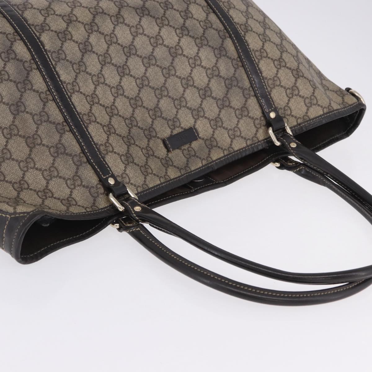 GUCCI GG Supreme Tote Bag PVC Beige Gold Tone 197953 Auth 201153