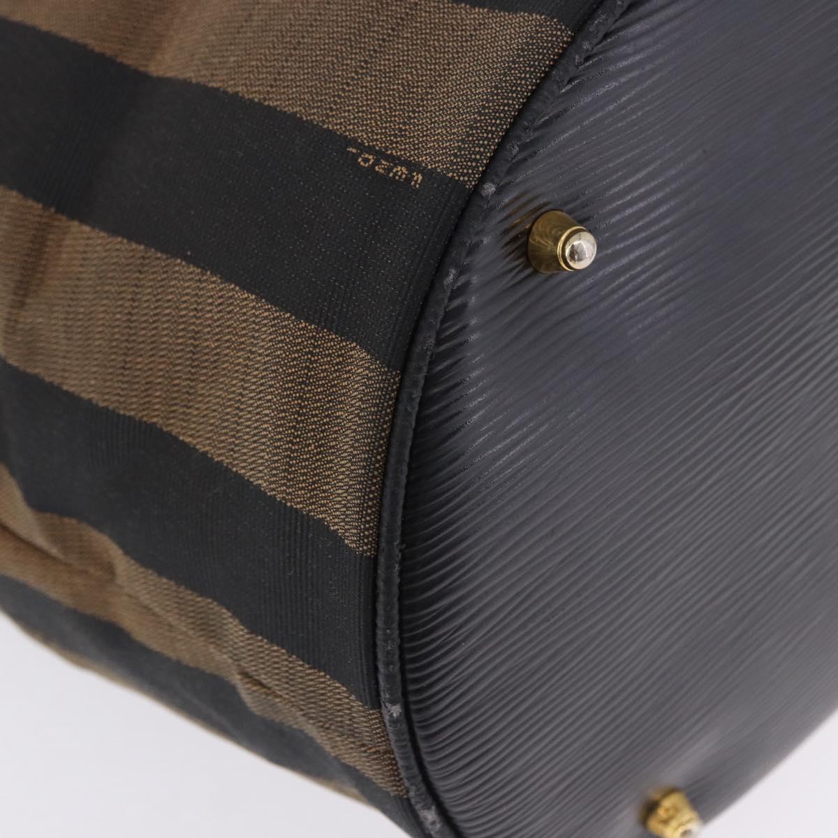 FENDI Pecan Canvas Tote Bag Brown Gold Tone Auth 201156