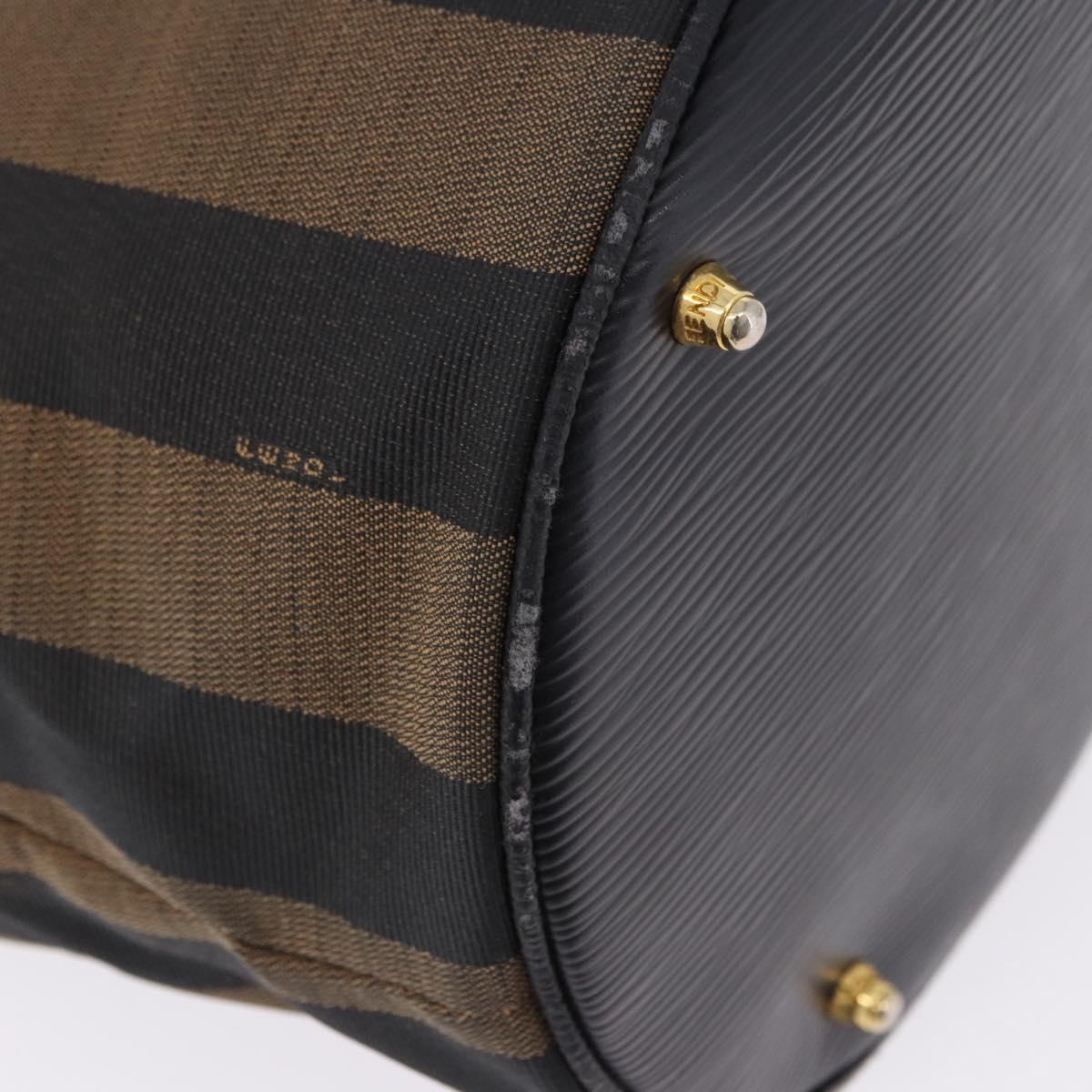 FENDI Pecan Canvas Tote Bag Brown Gold Tone Auth 201156