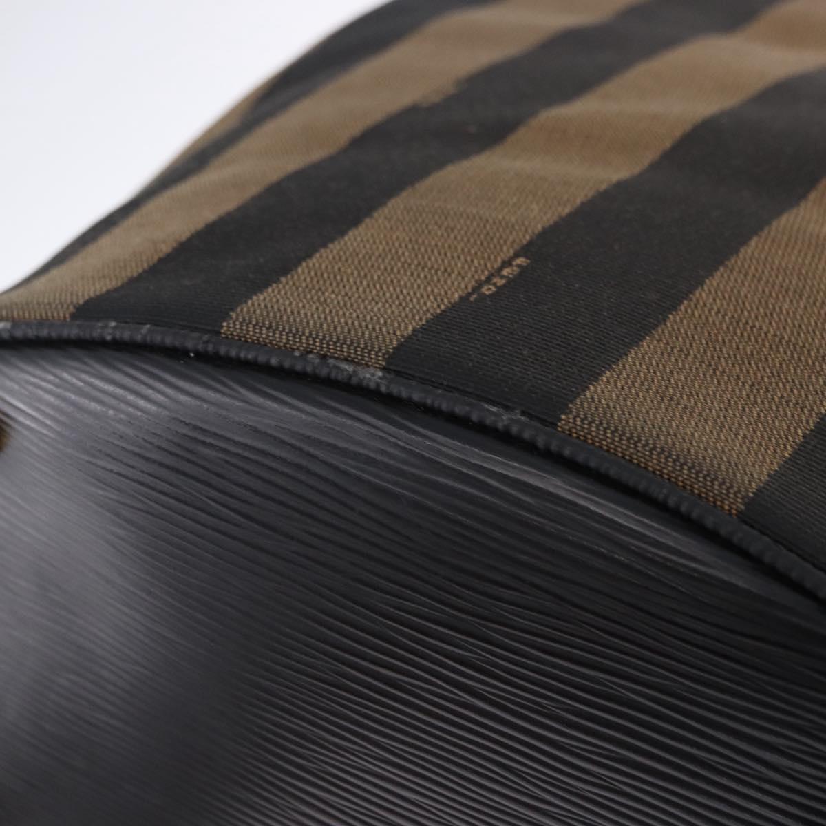 FENDI Pecan Canvas Tote Bag Brown Gold Tone Auth 201156