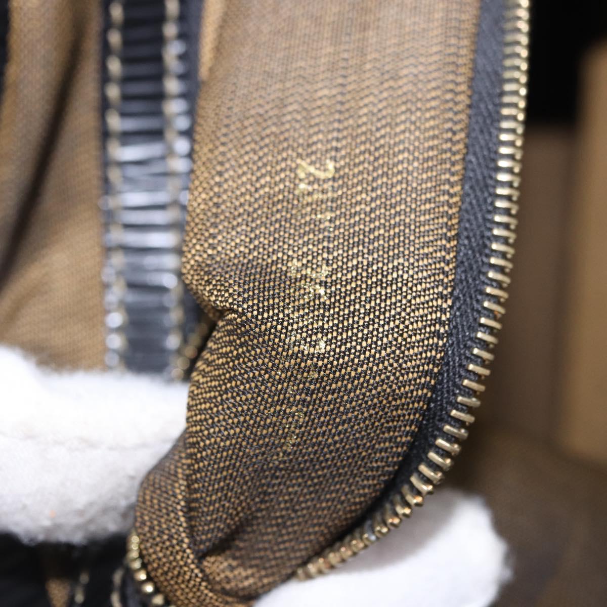 FENDI Pecan Canvas Tote Bag Brown Gold Tone Auth 201156