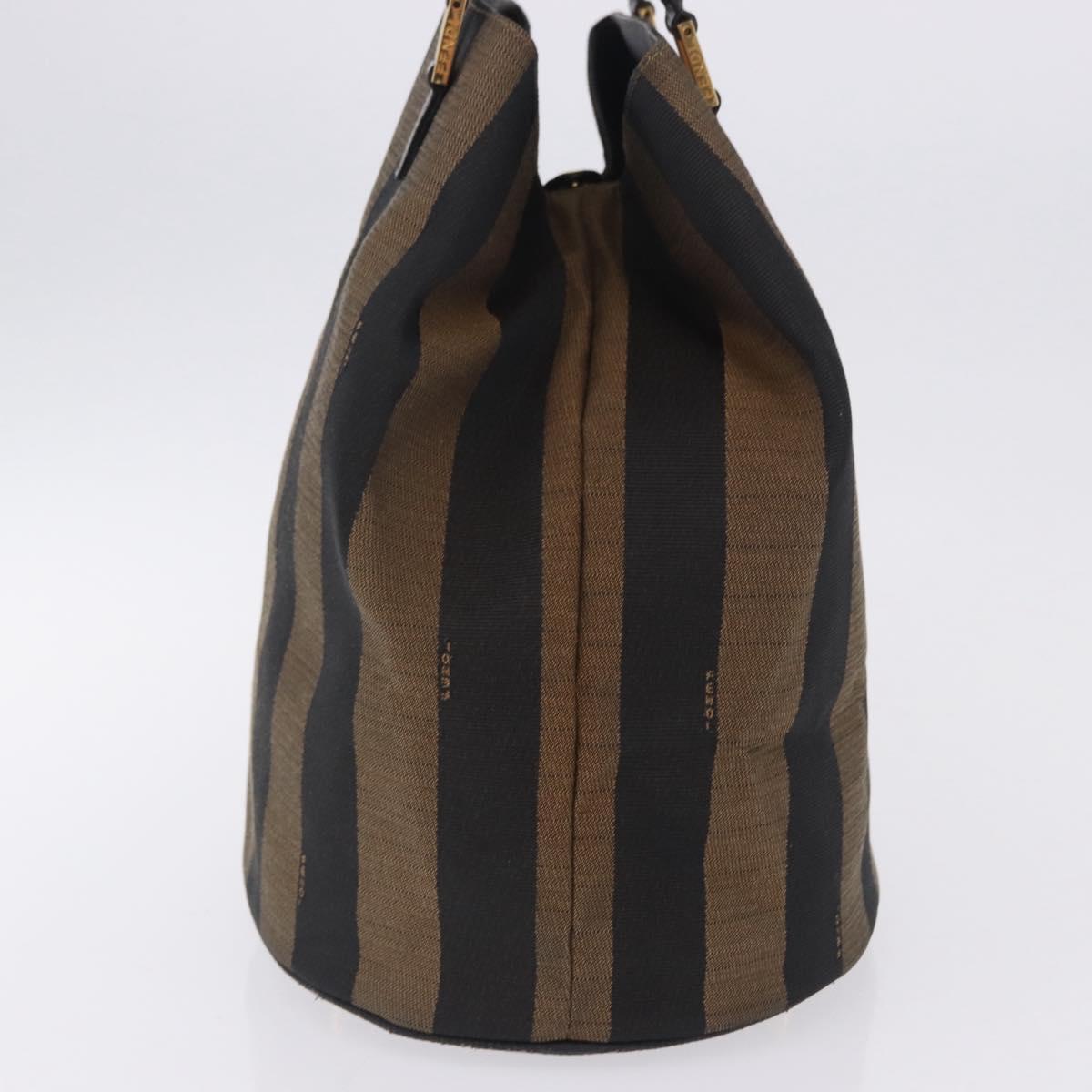 FENDI Pecan Canvas Tote Bag Brown Gold Tone Auth 201156