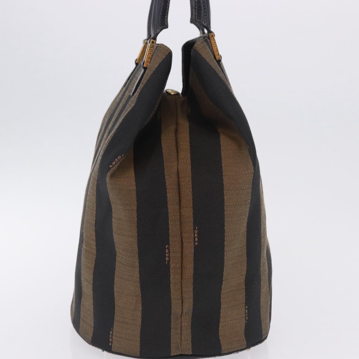 FENDI Pecan Canvas Tote Bag Brown Gold Tone Auth 201156