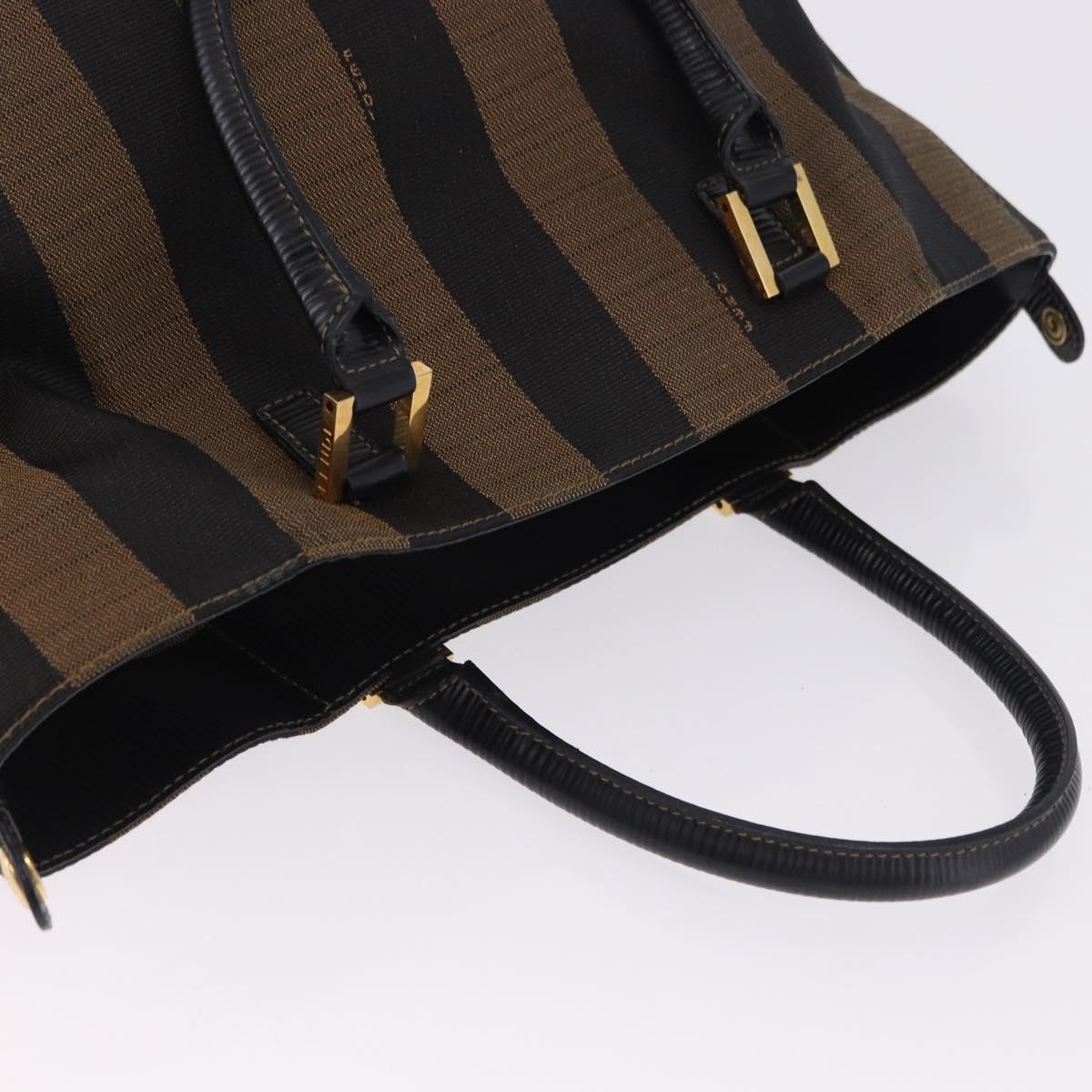 FENDI Pecan Canvas Tote Bag Brown Gold Tone Auth 201156