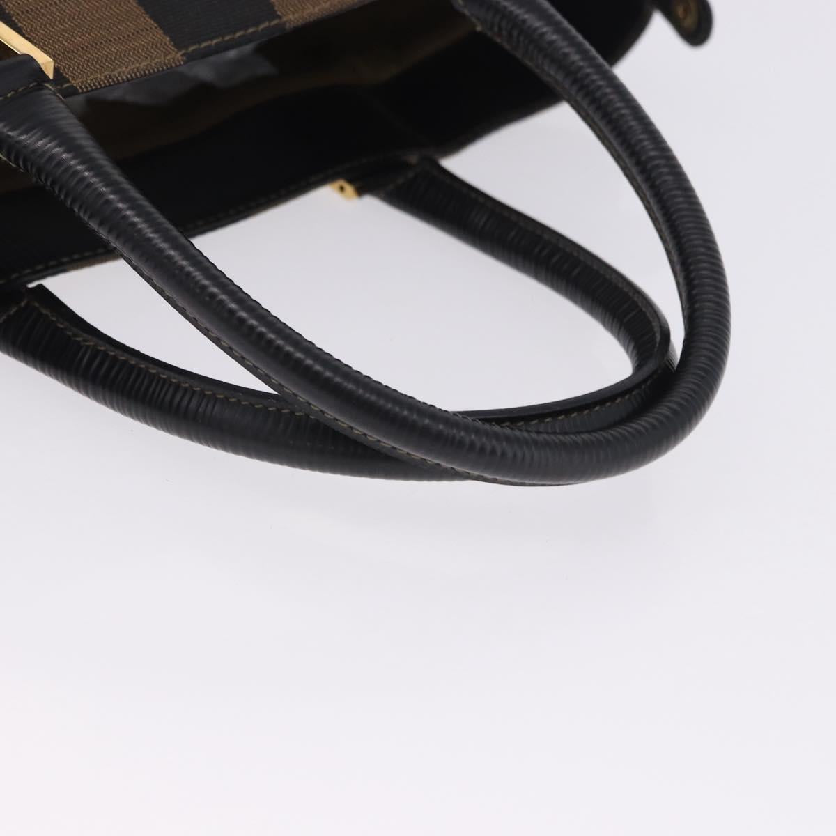 FENDI Pecan Canvas Tote Bag Brown Gold Tone Auth 201156