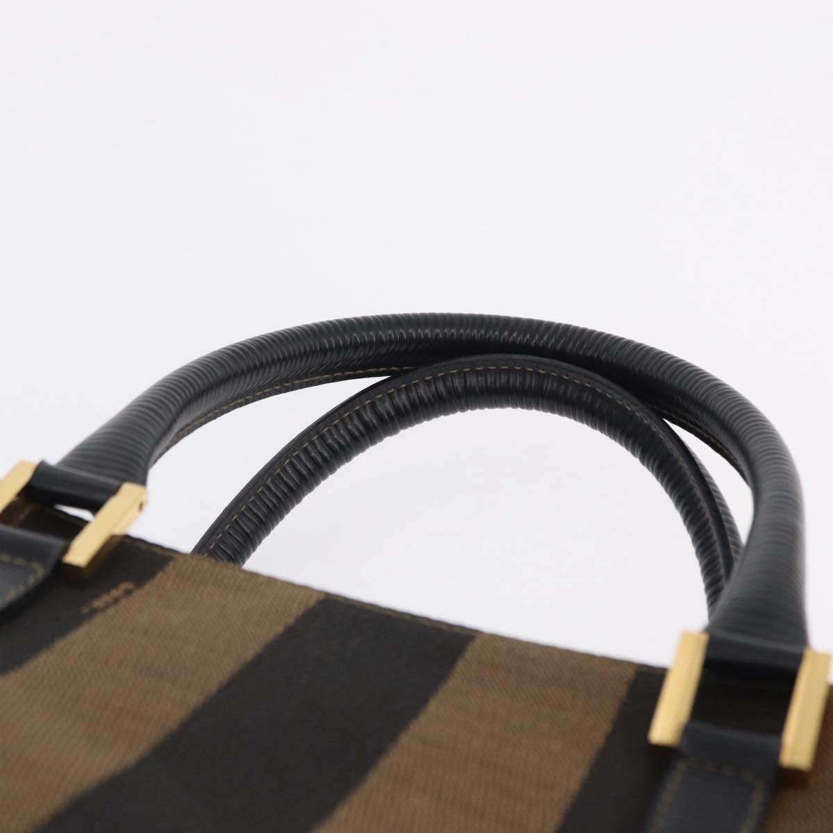 FENDI Pecan Canvas Tote Bag Brown Gold Tone Auth 201156
