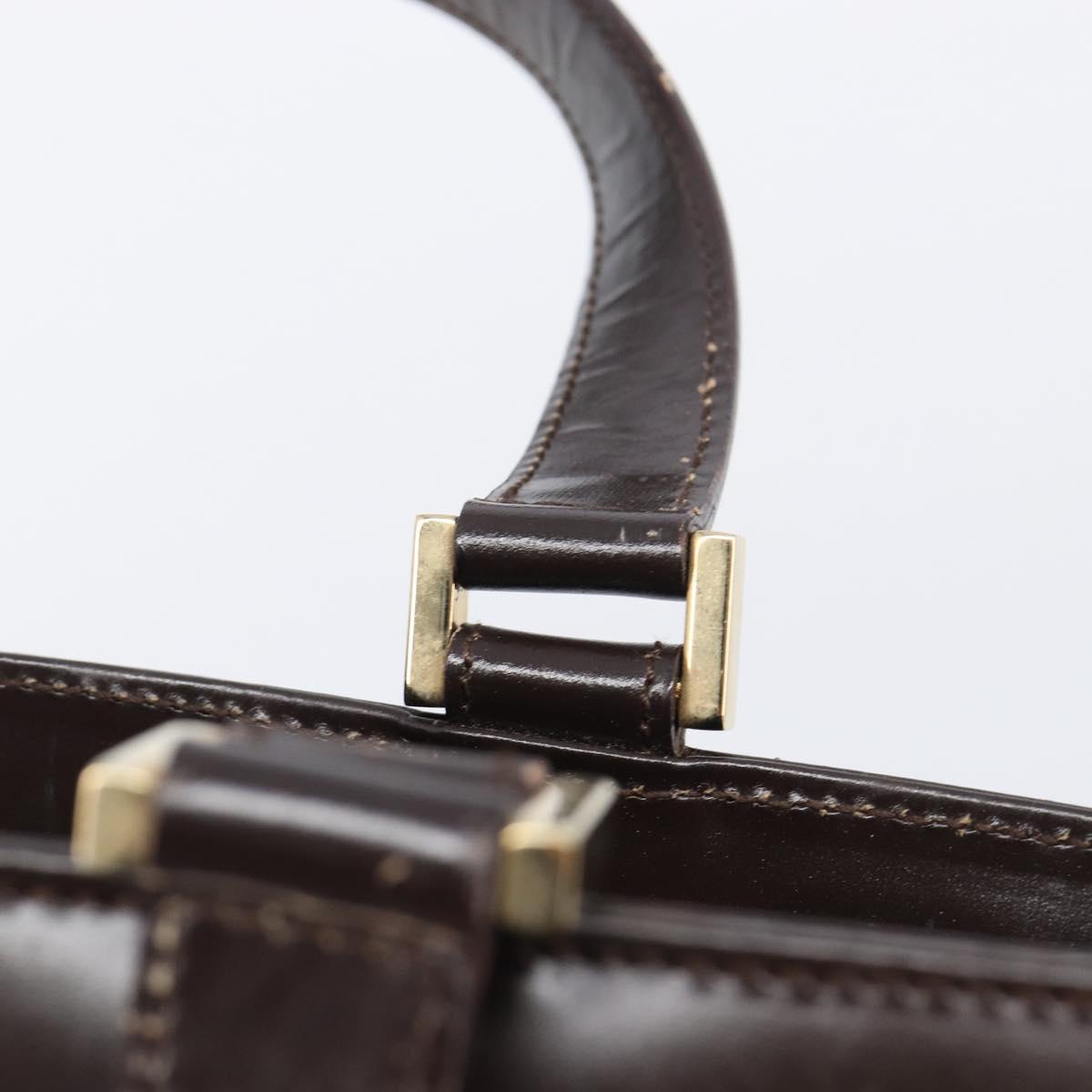 GUCCI Hand Bag Leather Brown Gold Tone 002 2046 0332 Auth 201157