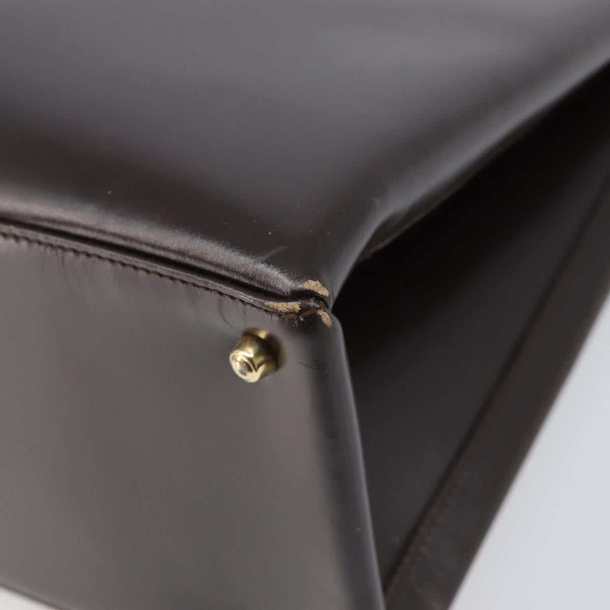 GUCCI Hand Bag Leather Brown Gold Tone 002 2046 0332 Auth 201157