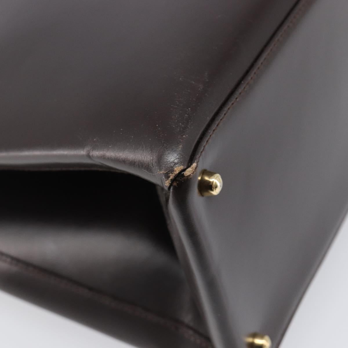 GUCCI Hand Bag Leather Brown Gold Tone 002 2046 0332 Auth 201157