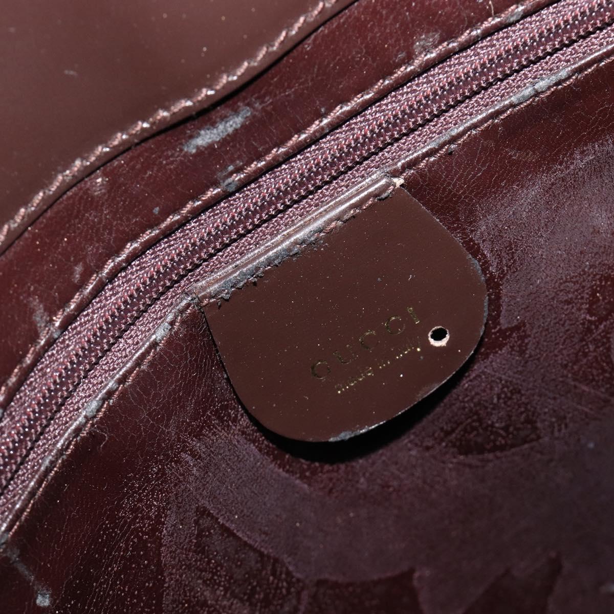 GUCCI Hand Bag Leather Brown Gold Tone 002 2046 0332 Auth 201157