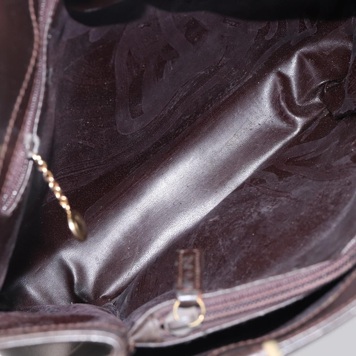GUCCI Hand Bag Leather Brown Gold Tone 002 2046 0332 Auth 201157