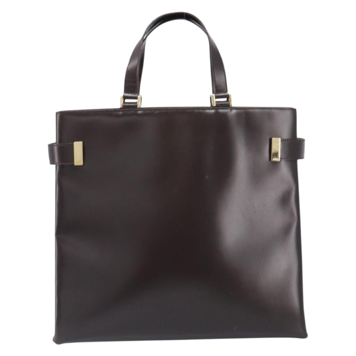 GUCCI Hand Bag Leather Brown Gold Tone 002 2046 0332 Auth 201157