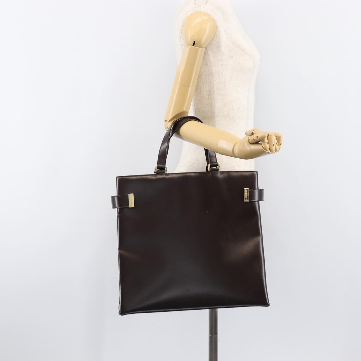 GUCCI Hand Bag Leather Brown Gold Tone 002 2046 0332 Auth 201157