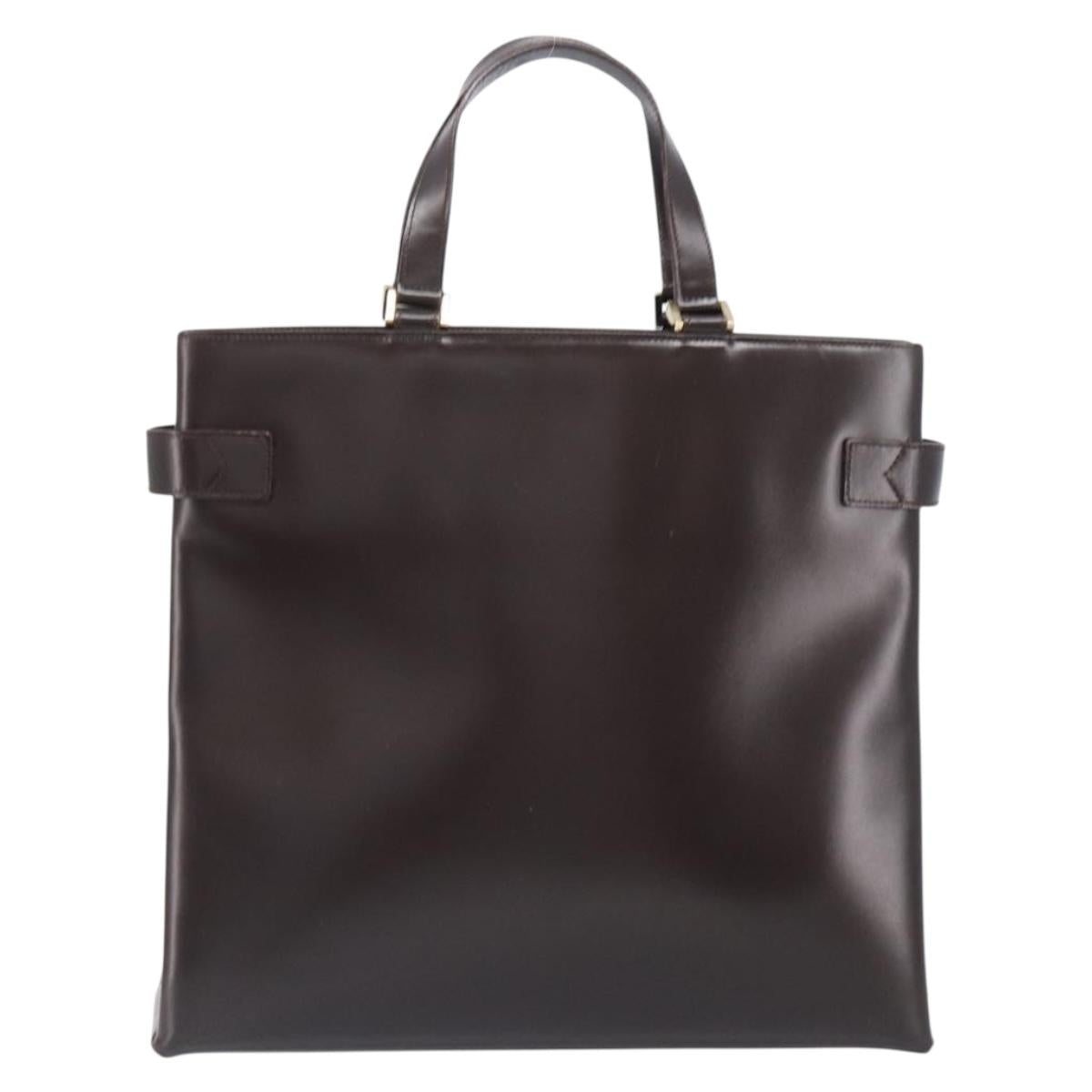 GUCCI Hand Bag Leather Brown Gold Tone 002 2046 0332 Auth 201157