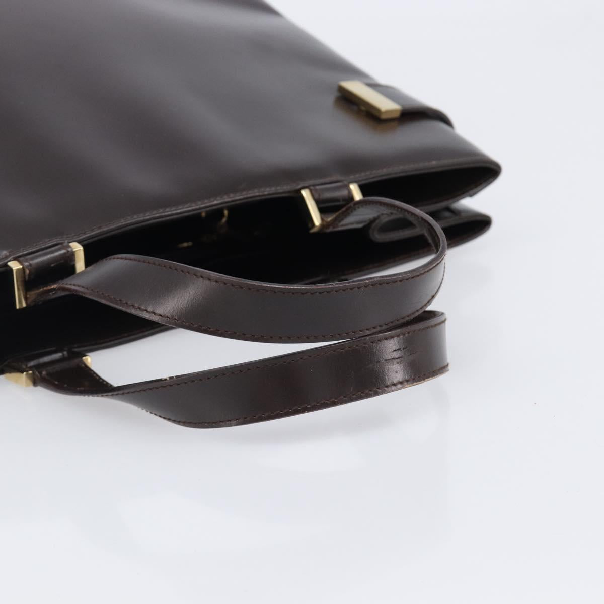 GUCCI Hand Bag Leather Brown Gold Tone 002 2046 0332 Auth 201157