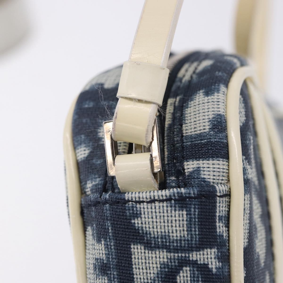 Christian Dior Trotter Hand Bag PVC Leather Blue White Auth 201159