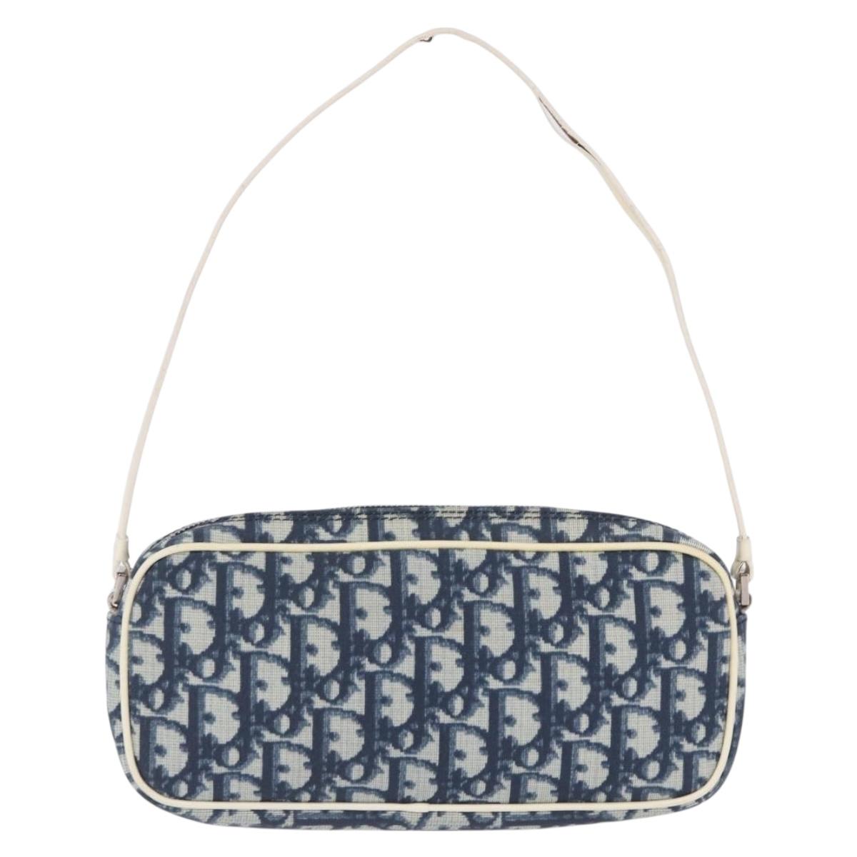Christian Dior Trotter Hand Bag PVC Leather Blue White Auth 201159