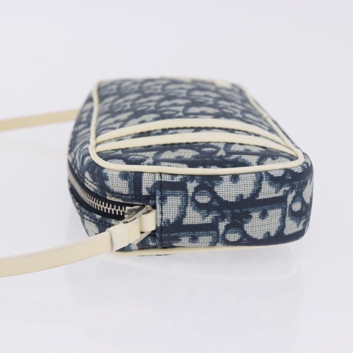 Christian Dior Trotter Hand Bag PVC Leather Blue White Auth 201159