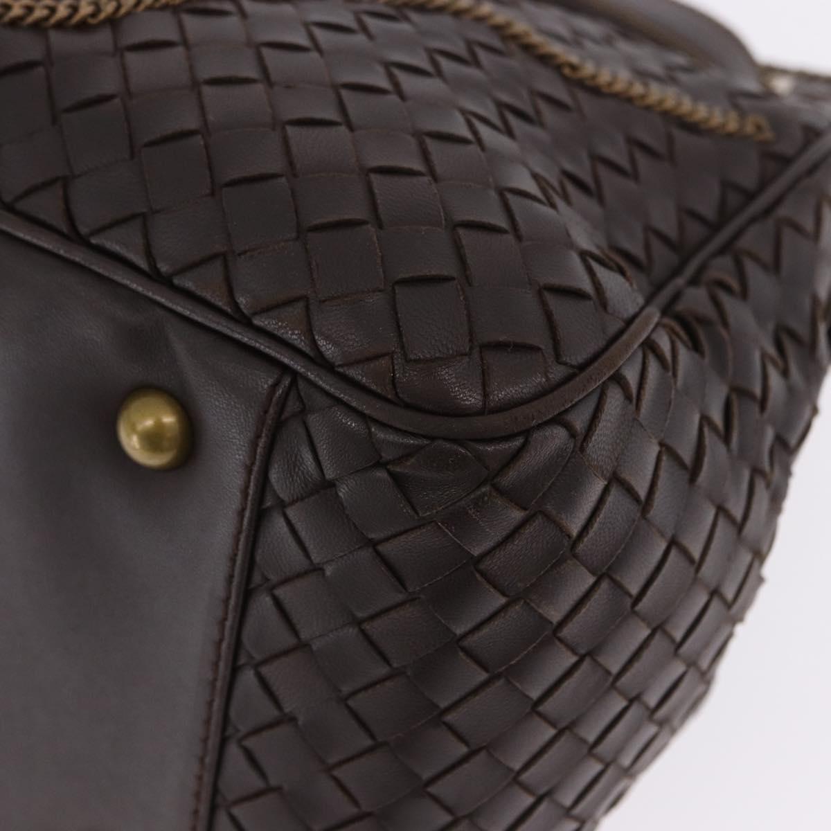 BOTTEGA VENETA INTRECCIATO Hand Bag Leather Brown Gold Tone 169754 Auth 201163V
