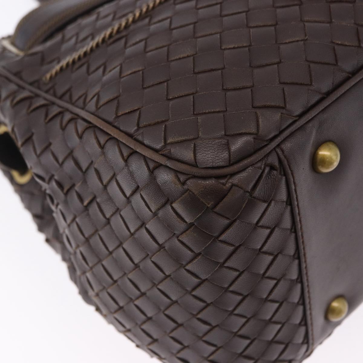 BOTTEGA VENETA INTRECCIATO Hand Bag Leather Brown Gold Tone 169754 Auth 201163V