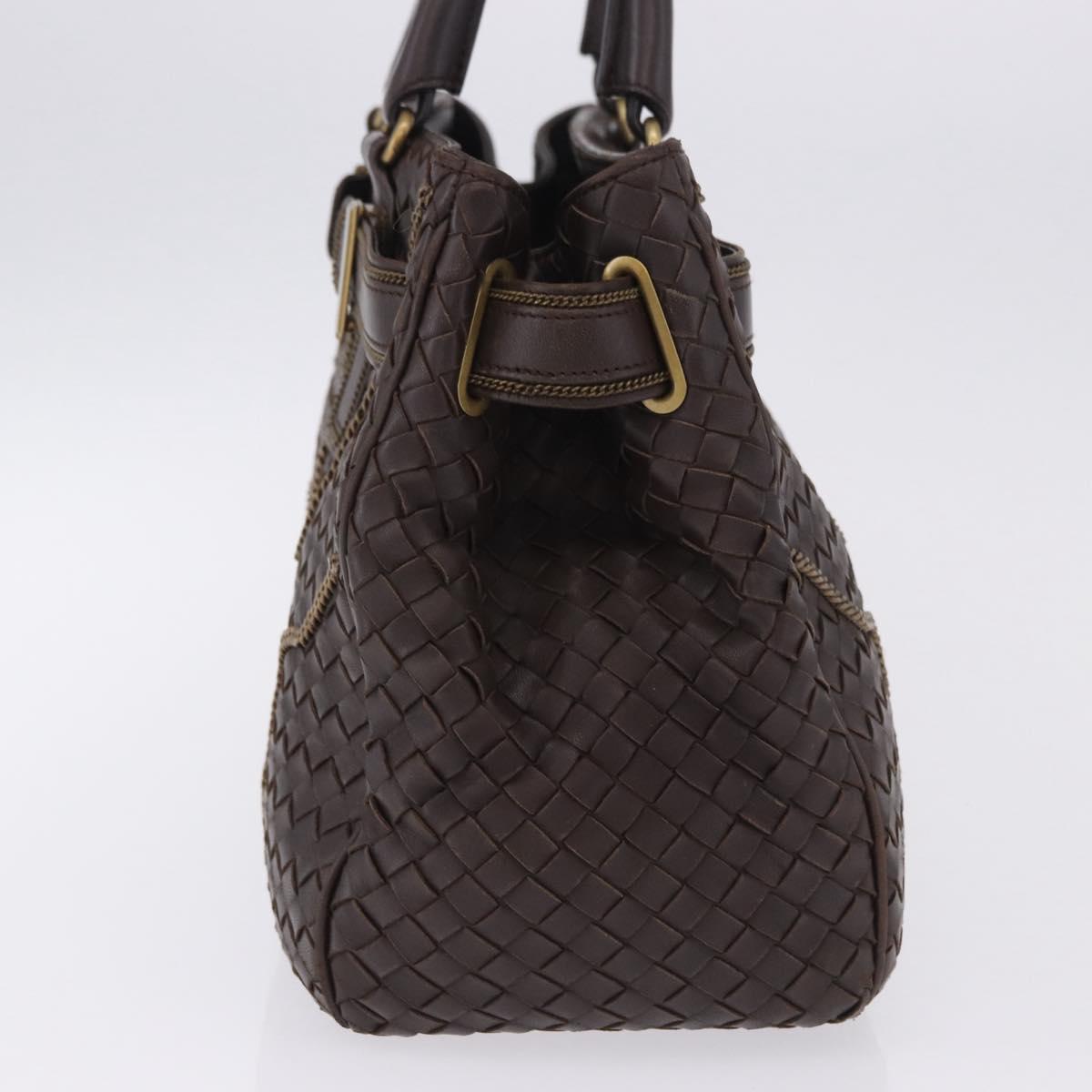 BOTTEGA VENETA INTRECCIATO Hand Bag Leather Brown Gold Tone 169754 Auth 201163V