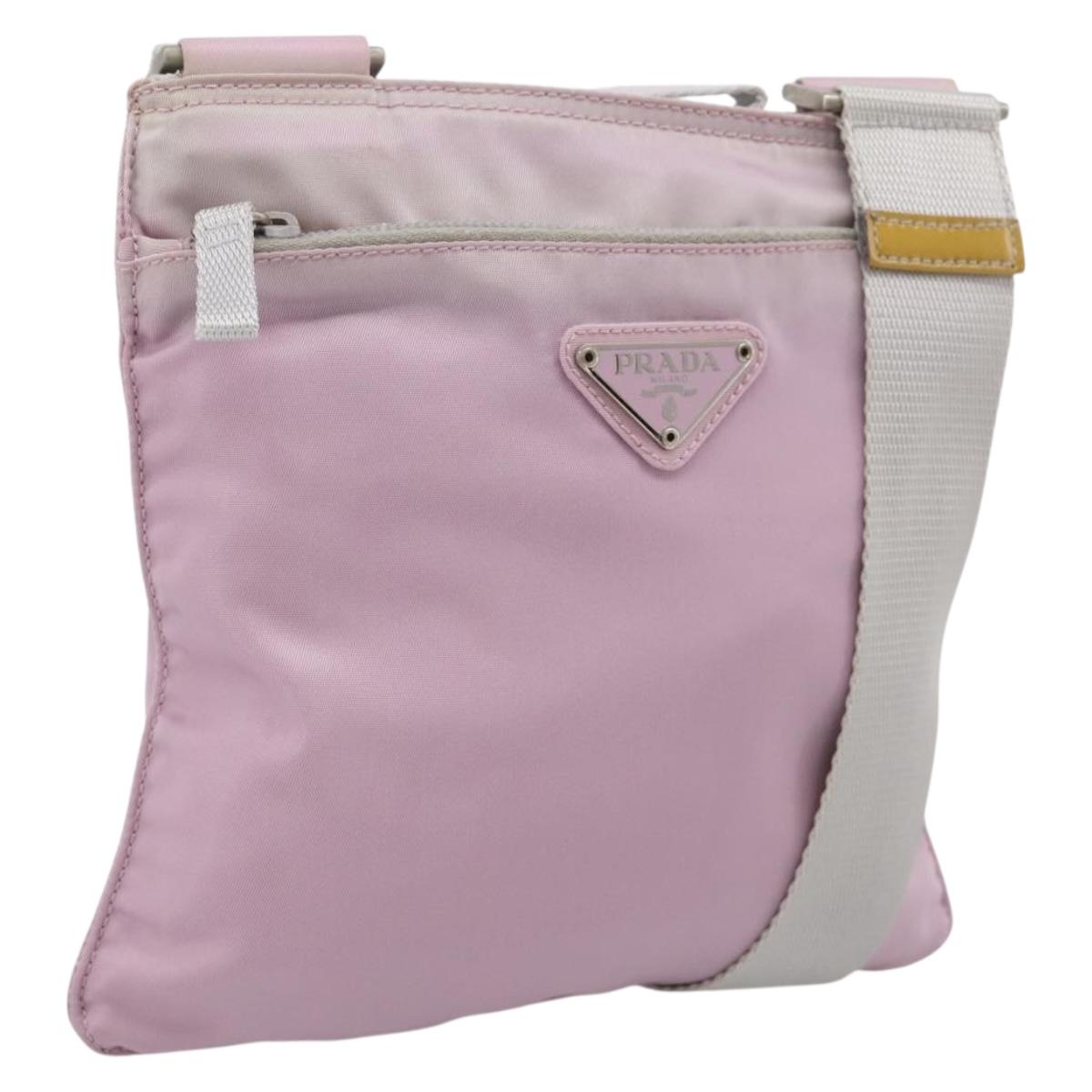 PRADA Shoulder Bag Nylon Pink Silver Auth 201164A