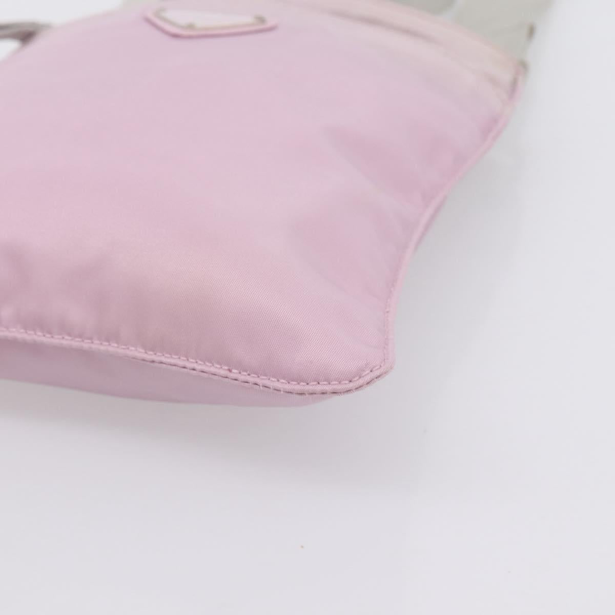PRADA Shoulder Bag Nylon Pink Silver Auth 201164A
