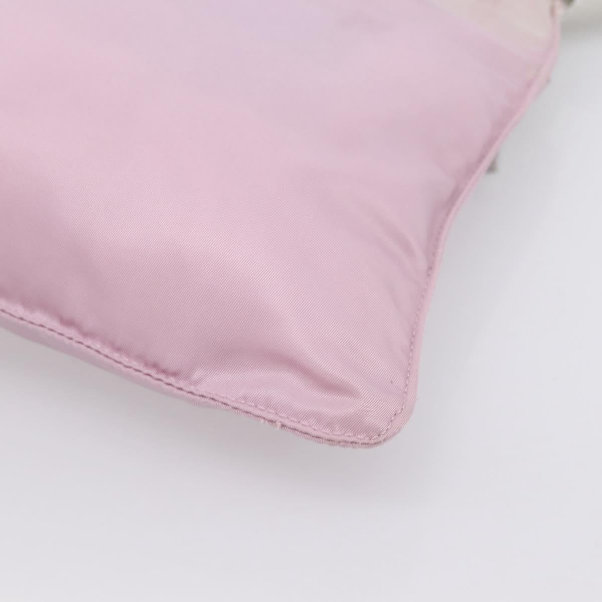 PRADA Shoulder Bag Nylon Pink Silver Auth 201164A