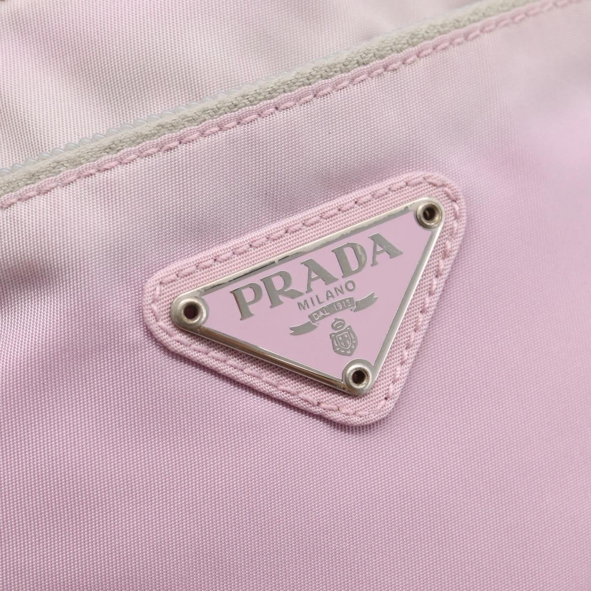 PRADA Shoulder Bag Nylon Pink Silver Auth 201164A