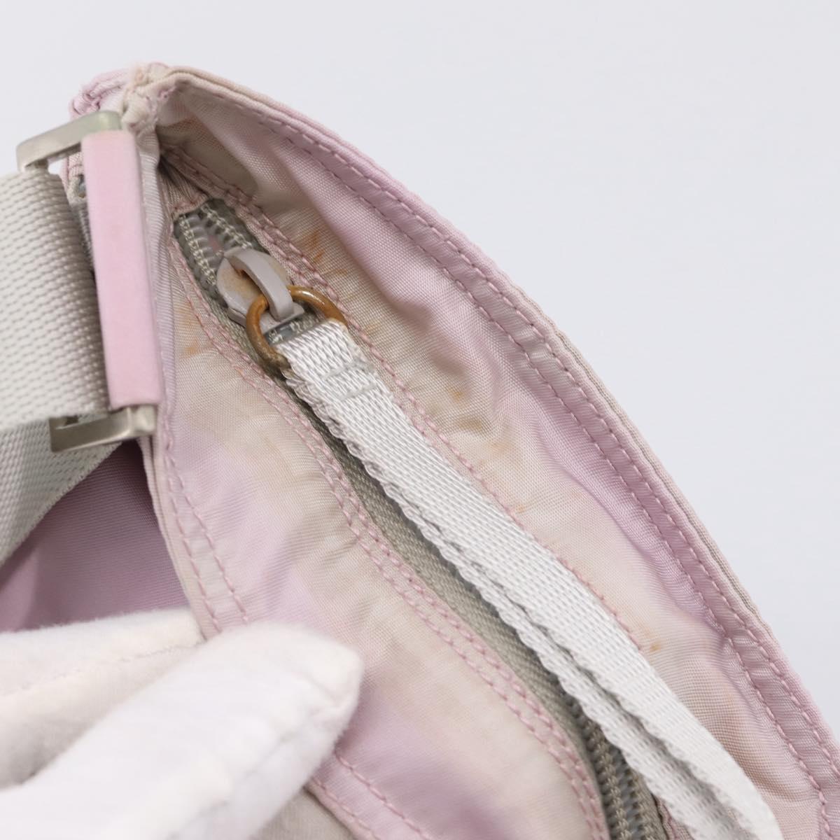 PRADA Shoulder Bag Nylon Pink Silver Auth 201164A